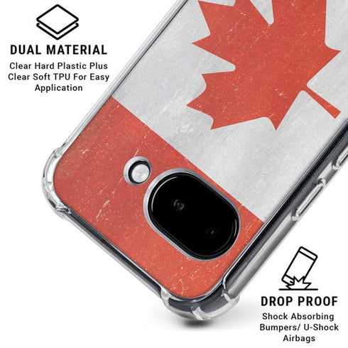 Canada Flag Distressed Google Pixel 9a Clear Case